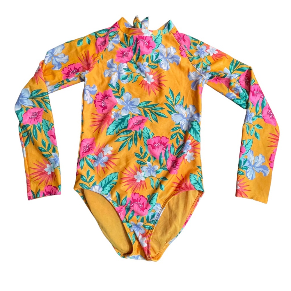 Art Class floral rash guard swimsuit / bodysuit girls size large 10/12